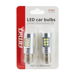 LED žárovky CANBUS 3030 24SMD 1156 BA15S P21W White 12V/24V