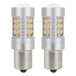 LED žárovky CANBUS BAU15S PY21W oranžová 12V/24V AMIO-02580