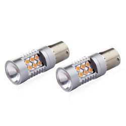 LED žárovky CANBUS BAU15S PY21W oranžová 12V/24V AMIO-02580